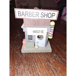 Blue Ridge Crafts Wood Barber Shop Mini Birdhouse Farmhouse Chic Handpainted